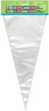 Load image into Gallery viewer, Clear Sweet Cone Bags With Silver Ties 180 x 410mm (Pack of 25pieces)
