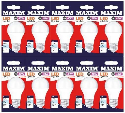 10 x LED Standard Screw Cap E27 Daylight Bulbs 5W=40W