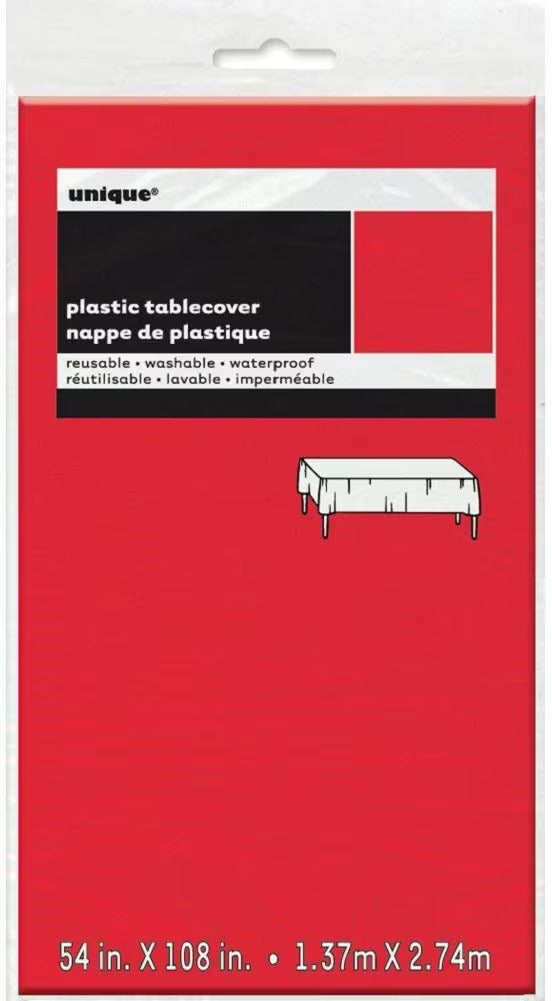 Plastic Rectangle Red Table Cover 54