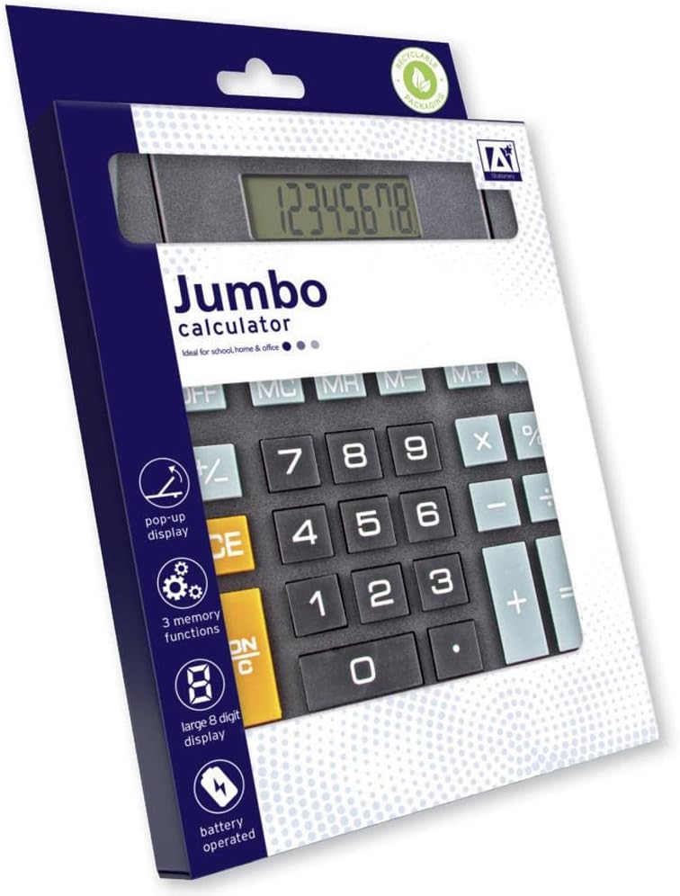 Jumbo Pop-up Display 8-Digit Display Desktop Black Calculator