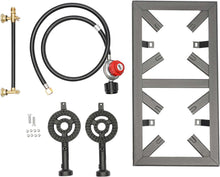 Load image into Gallery viewer, Portable Camping 2 Burner Stove for Outdoor BBQ Cooker Cast Iron Commercial Portable Camping Stove With Regulator Hose Gas Cooker
