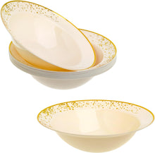 Load image into Gallery viewer, 10oz Round Sparkle Ivory/Gold Reusable Bowls (Pack of 10)
