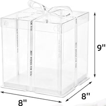 Load image into Gallery viewer, 8" x 8" x 9" (20cm base x 20cm base x 22cm height) Clear Gift Box White Square Base (Flat packed)
