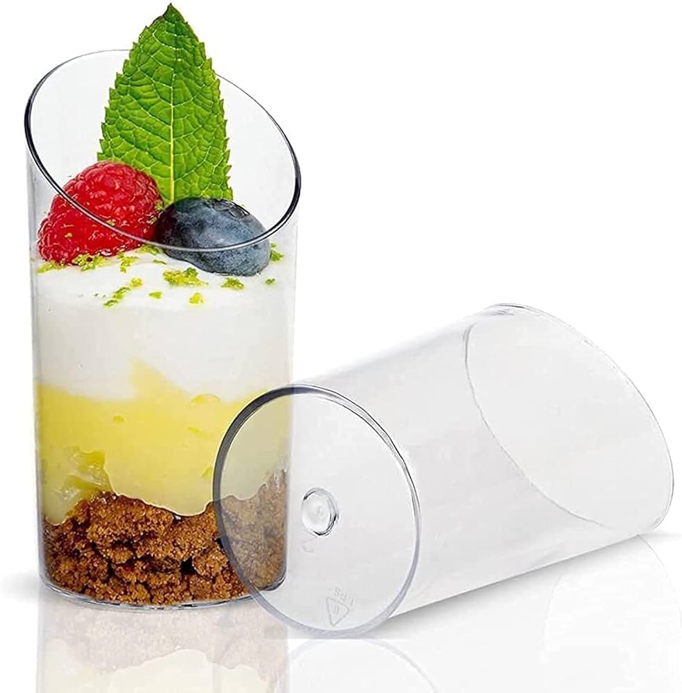 60ml Angle Plastic Reusable Dessert Cups (Pack of 20pcs)