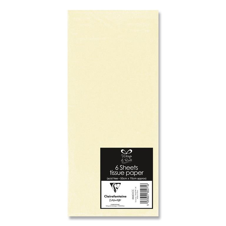 Cream Tissue Paper 48cm x 75cm (Pack of 6 sheets)