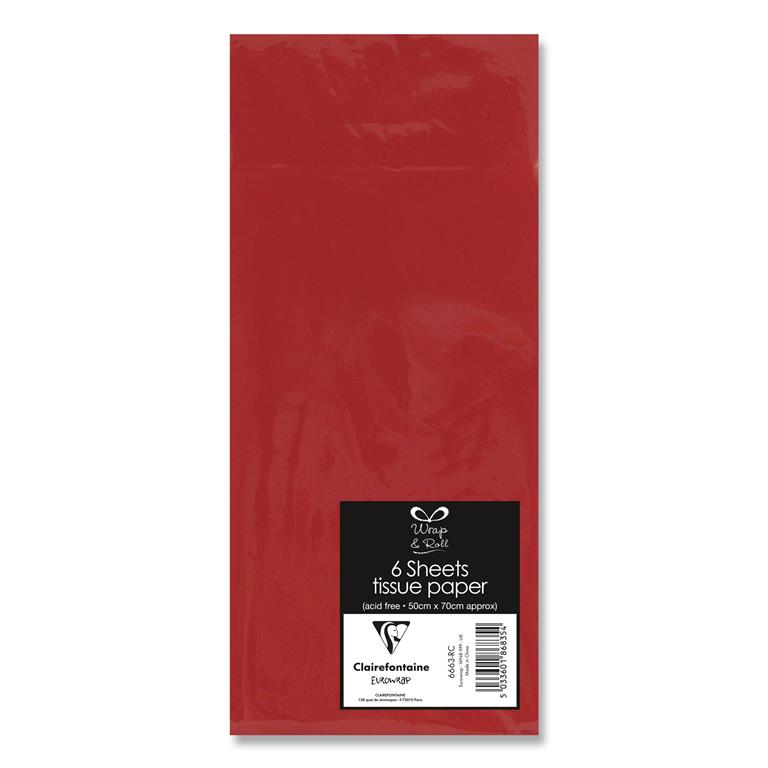 Red Tissue Paper 48cm x 75cm (Pack of 6 sheets)