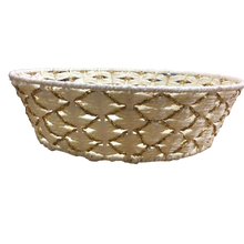 Load image into Gallery viewer, Cream Woven Round Tray Basket with Gold Foil Lining (D35cm)
