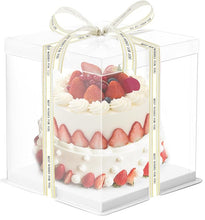 Load image into Gallery viewer, 10" x 10" x 12" (26cm x 26cm x 30cm) Clear Gift Box White Square Base (Flat packed)
