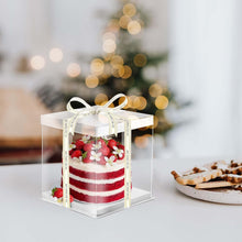 Load image into Gallery viewer, 6.5" x 6.5" x 8" Clear Gift Box White Square Base (Flat packed)
