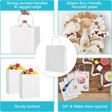 Load image into Gallery viewer, WHOLESALE Pack of 12 x White Paper Bags for Gifts, Food &amp; Sweets, Strong Carrier Bags with Twisted Handles for Kid Parties, Weddings, 27x21x11cm
