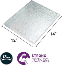 Load image into Gallery viewer, 14&quot; x 12&quot; Rectangular Silver Cake Drums 12mm Thick (Pack of 5)
