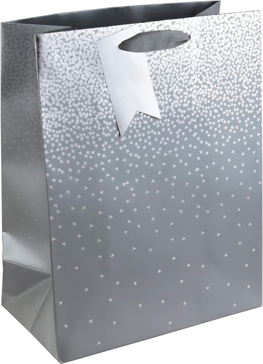 Medium Silver Ombre with Silver Stars Gift Bags 25x21x10cm (Pack of 6)