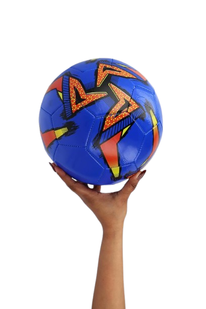 Size 5 PVC Leather Football Inflated (Blue Design)