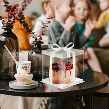 Load image into Gallery viewer, 6.5" x 6.5" x 8" Clear Gift Box White Square Base (Flat packed)
