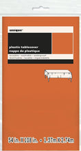 Load image into Gallery viewer, Plastic Rectangle Orange Table Cover 54&quot; x 108&quot; (1 piece)
