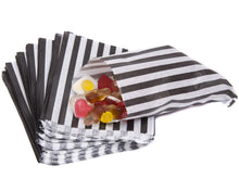 Load image into Gallery viewer, 5" x 7" Black Candy Stripe Paper Sweet Bags
