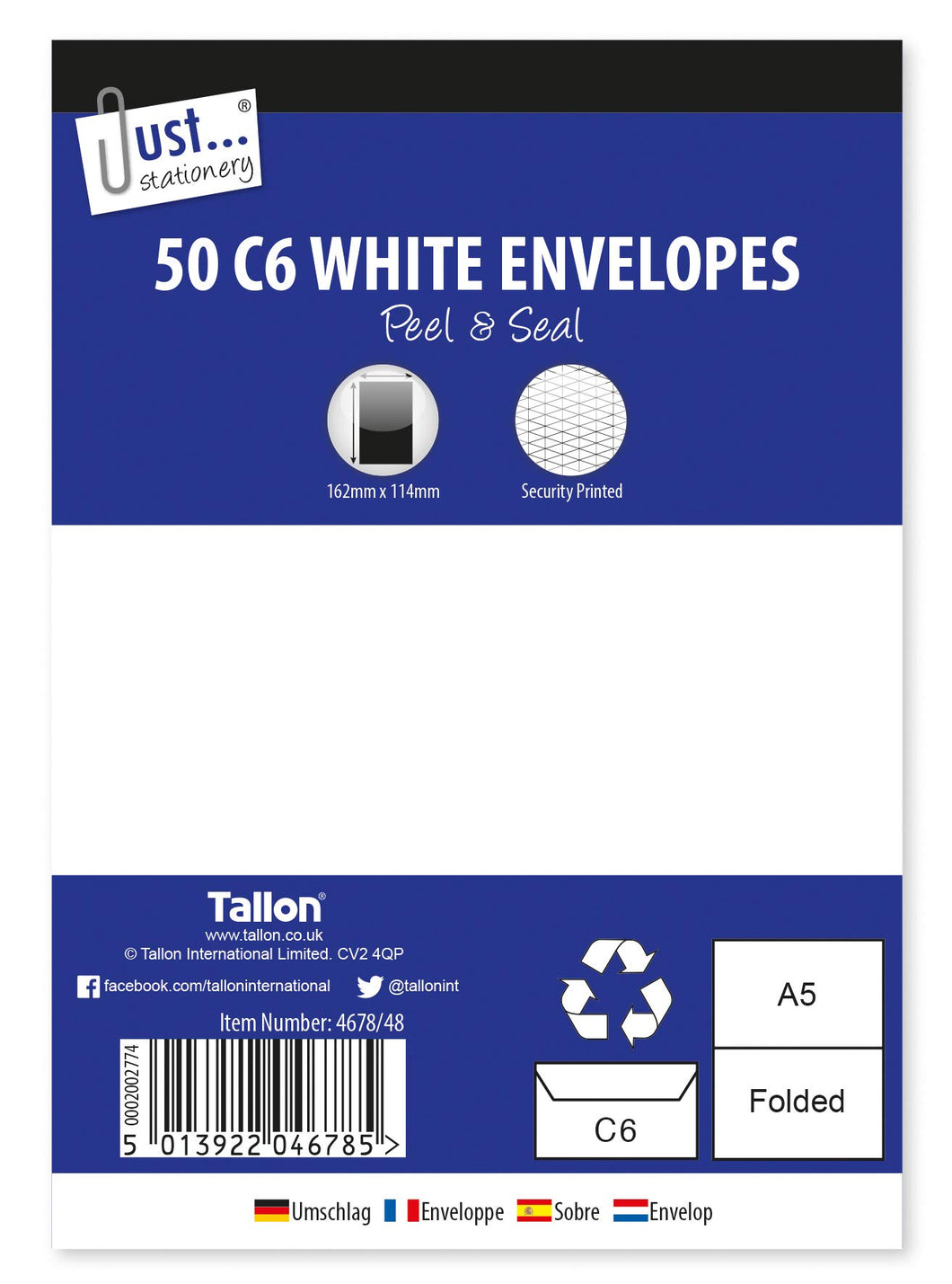 White C6 Envelopes (Pack of 50)