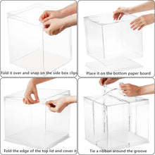 Load image into Gallery viewer, 10" x 10" x 12" (26cm x 26cm x 30cm) Clear Gift Box White Square Base (Flat packed)
