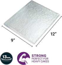 Load image into Gallery viewer, 12&quot; x 9&quot; Rectangular Silver Cake Drums 12mm Thick (Pack of 5)
