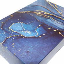 Load image into Gallery viewer, 7&quot; x 5&quot; x 2&quot; Rectangular Blue Marble Print Effect Mithai (Indian Sweet) Box
