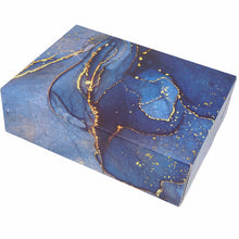 Load image into Gallery viewer, 7&quot; x 5&quot; x 2&quot; Rectangular Blue Marble Print Effect Mithai (Indian Sweet) Box
