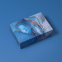 Load image into Gallery viewer, 7&quot; x 5&quot; x 2&quot; Rectangular Blue Marble Print Effect Mithai (Indian Sweet) Box
