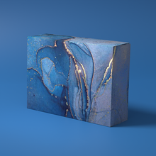 Load image into Gallery viewer, 7&quot; x 5&quot; x 2&quot; Rectangular Blue Marble Print Effect Mithai (Indian Sweet) Box
