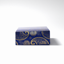 Load image into Gallery viewer, 7&quot; x 5&quot; x 2&quot; Rectangular Blue/Gold Mithai (Indian Sweet) Box
