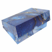 Load image into Gallery viewer, 7&quot; x 5&quot; x 2&quot; Rectangular Blue Marble Print Effect Mithai (Indian Sweet) Box
