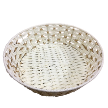Load image into Gallery viewer, Cream Woven Round Tray Basket with Gold Foil Lining (D35cm)

