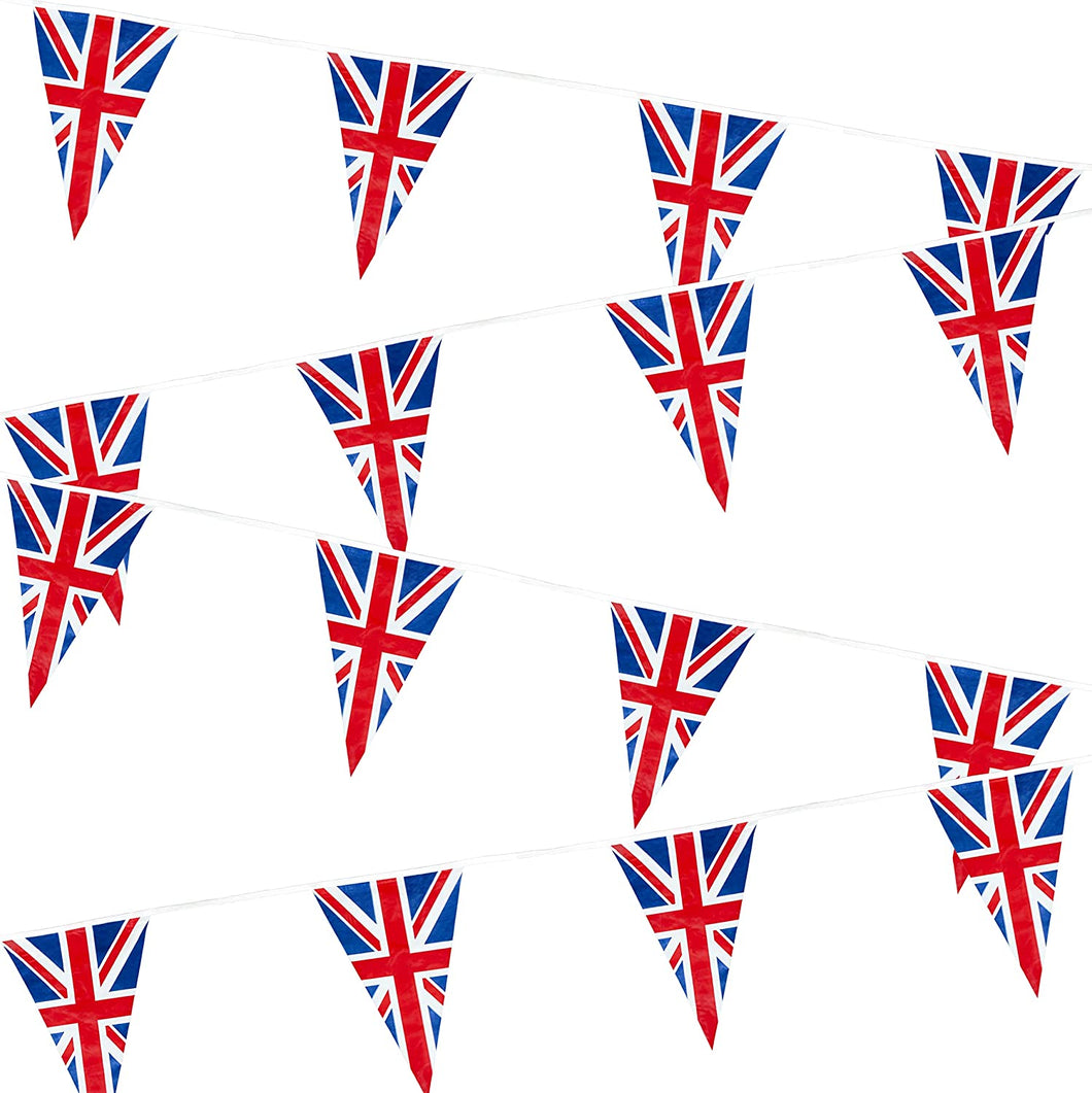 Union Jack Polyester Cloth Triangle Bunting (10 metres long) with 30 Flags