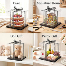Load image into Gallery viewer, 10" x 10" x 9" Clear Gift Box Black Square Base (Flat packed)
