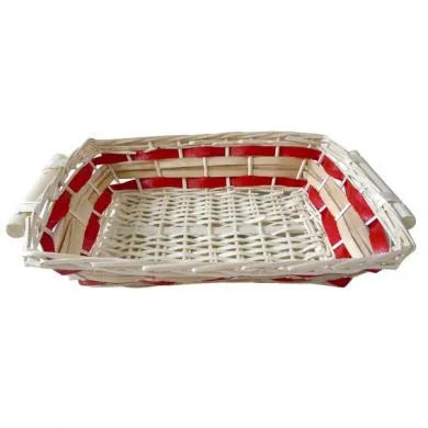 White/Red Two Tone Rectangle Tray Basket (L43cm)