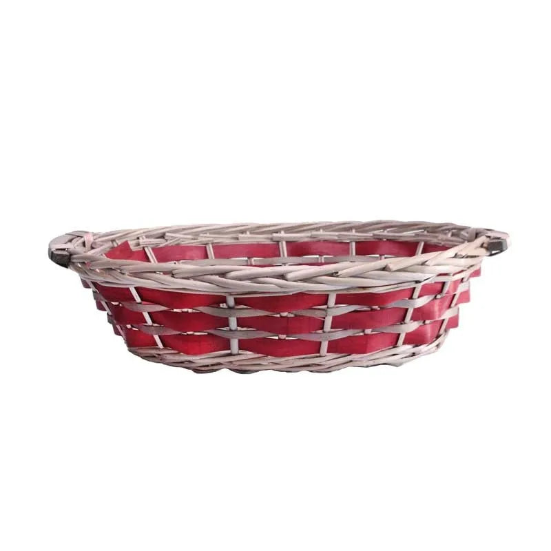 Dark Red Oval Tray Basket (L43cm)