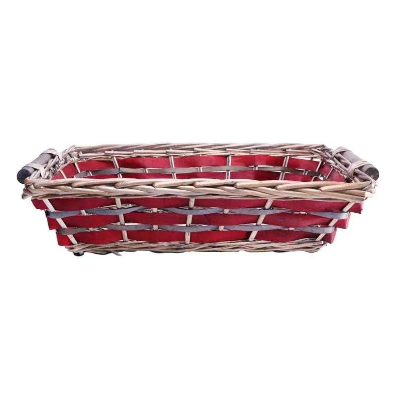 Dark Red Two Tone Rectangle Tray Basket (L43cm)