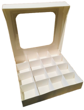 Load image into Gallery viewer, Square White Cardboard Window Box 8&quot; x 8&quot; x 1.5&quot; with 16 holes
