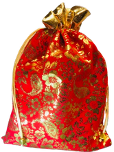 Load image into Gallery viewer, BULKBUY Red Velvet Large Drawstring Bags (With Gold Header Rim) 22cm x 26cm
