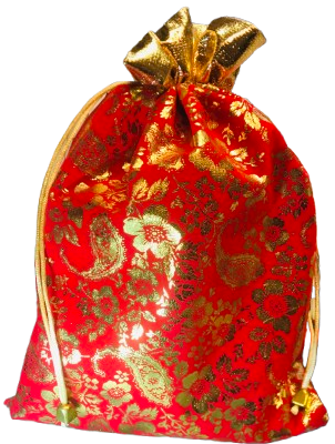 BULKBUY Red Velvet Large Drawstring Bags (With Gold Header Rim) 22cm x 26cm