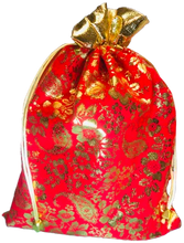 Load image into Gallery viewer, BULKBUY Red Velvet Large Drawstring Bags (With Gold Header Rim) 22cm x 26cm
