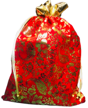 Load image into Gallery viewer, BULKBUY Red Velvet Large Drawstring Bags (With Gold Header Rim) 22cm x 26cm
