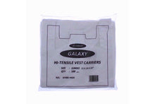 Load image into Gallery viewer, 13x19x23&quot; White Plastic Vest 20mu GALAXY Carrier Bags
