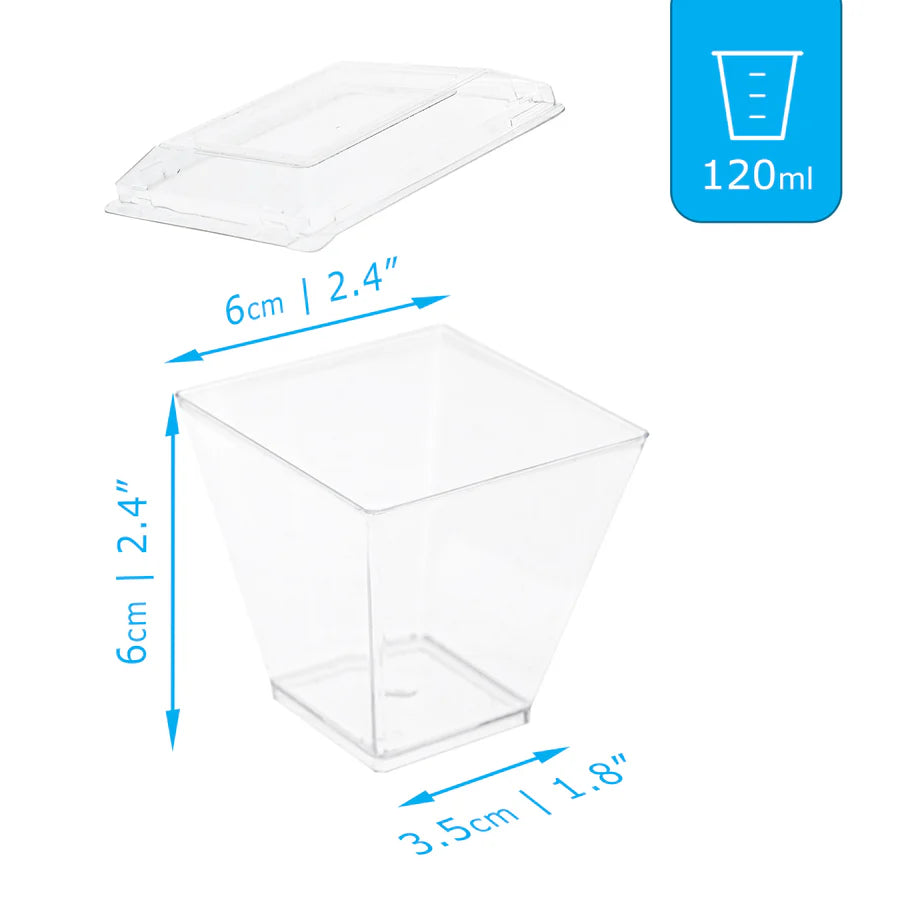 120ml/4oz Reusable Plastic Dessert Cup with Lids (Pack of 24pcs)
