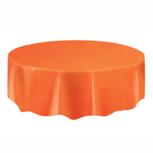 Load image into Gallery viewer, Plastic Round Orange Table Cover 84&quot; diameter (1 piece)

