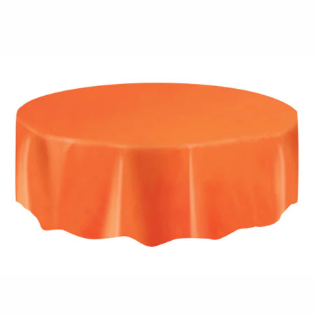 Plastic Round Orange Table Cover 84