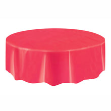 Load image into Gallery viewer, Plastic Round Red Table Cover 84&quot; diameter (1 piece)
