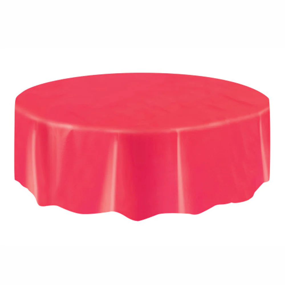 Plastic Round Red Table Cover 84