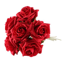 Load image into Gallery viewer, Red Artificial Foam Tea Rose 6.5cm (Bunch of 6)
