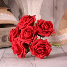 Load image into Gallery viewer, Red Artificial Foam Tea Rose 6.5cm (Bunch of 6)
