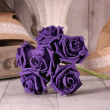 Load image into Gallery viewer, Purple Artificial Foam Tea Rose 6.5cm (Bunch of 6)
