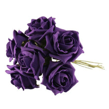 Load image into Gallery viewer, Purple Artificial Foam Tea Rose 6.5cm (Bunch of 6)
